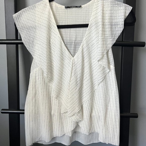 Mango White Flowy Top (XS) - Picture 2 of 5